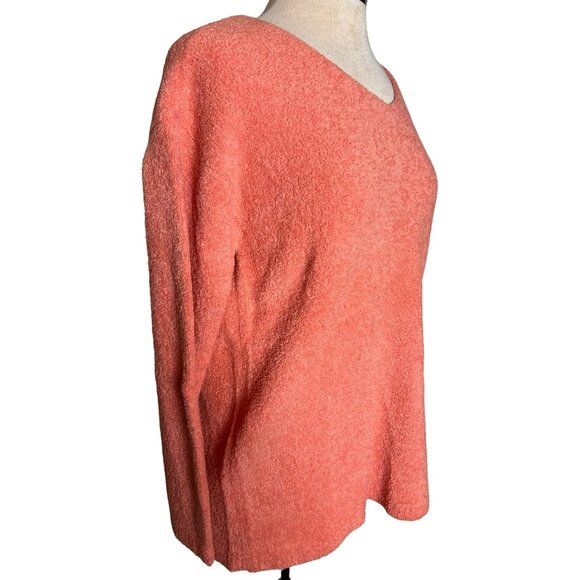 Liz Claiborne Women's Cozy Coral V-Neck Sweater Wool Blend boho chic - Picture 5 of 10